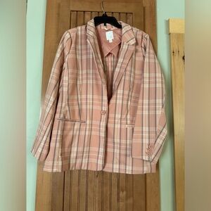 LC Lauren Conrad Pink Plaid Blazer